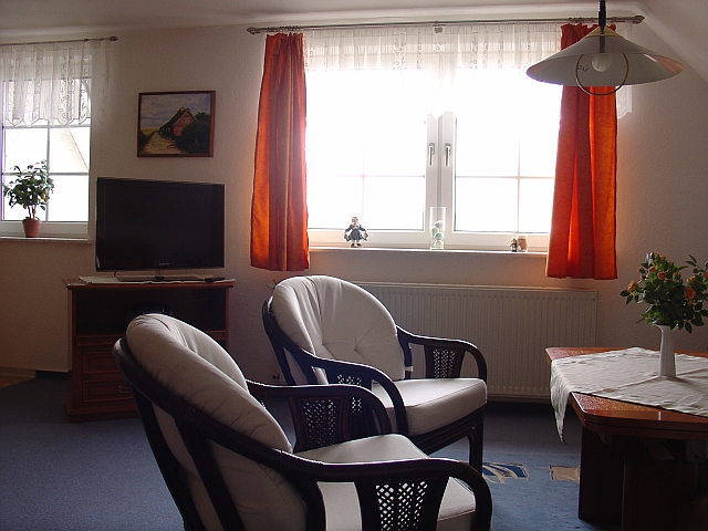 Wohnzimmer mit K&uuml;chenecke und Schlafcouch