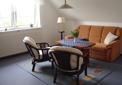 Wohnzimmer mit K&uuml;chenecke und Schlafcouch